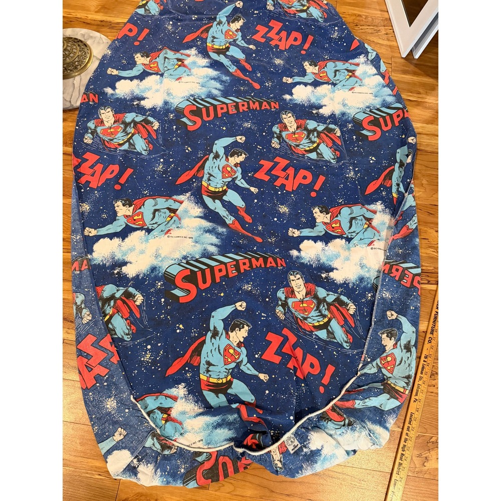 Vintage 1976 Superman Twin Fitted Sheet DC Comics USA Super Hero Bedding Rare